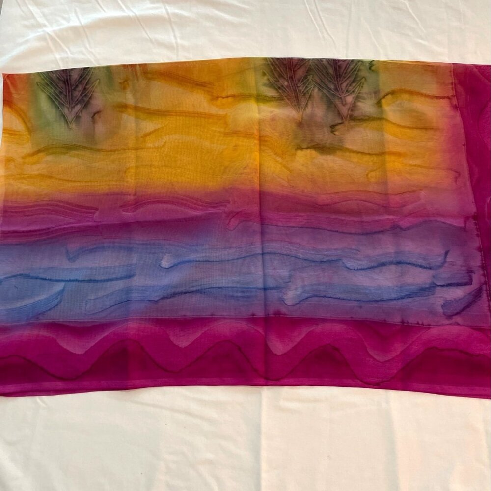VTG 90s Caribbean Sunset Village Sarong Bathing Swimsuit Cover Up Wrap India NIB - Picture 5 of 10